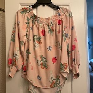 Express Floral Blouse Off the Shoulder